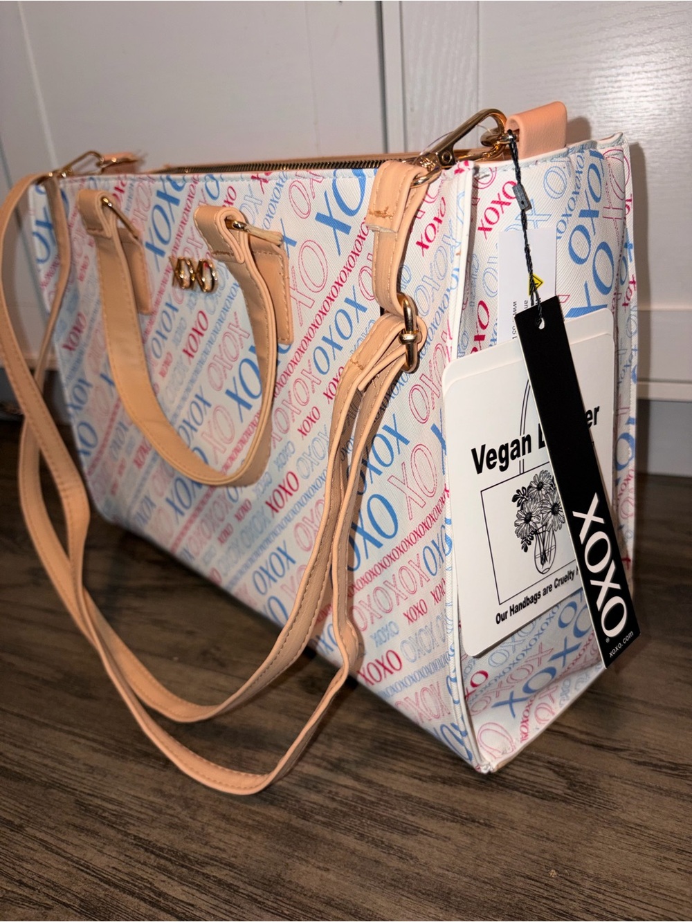 White Tote with Tan Straps/ office wear/ casual everyday shoulder bag